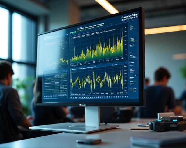 AI analytics dashboard showing predictive models and data visualisations